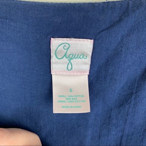 Aqua Blue/White Sheer Print Boho Babydoll Dress - Picture 13 of 16